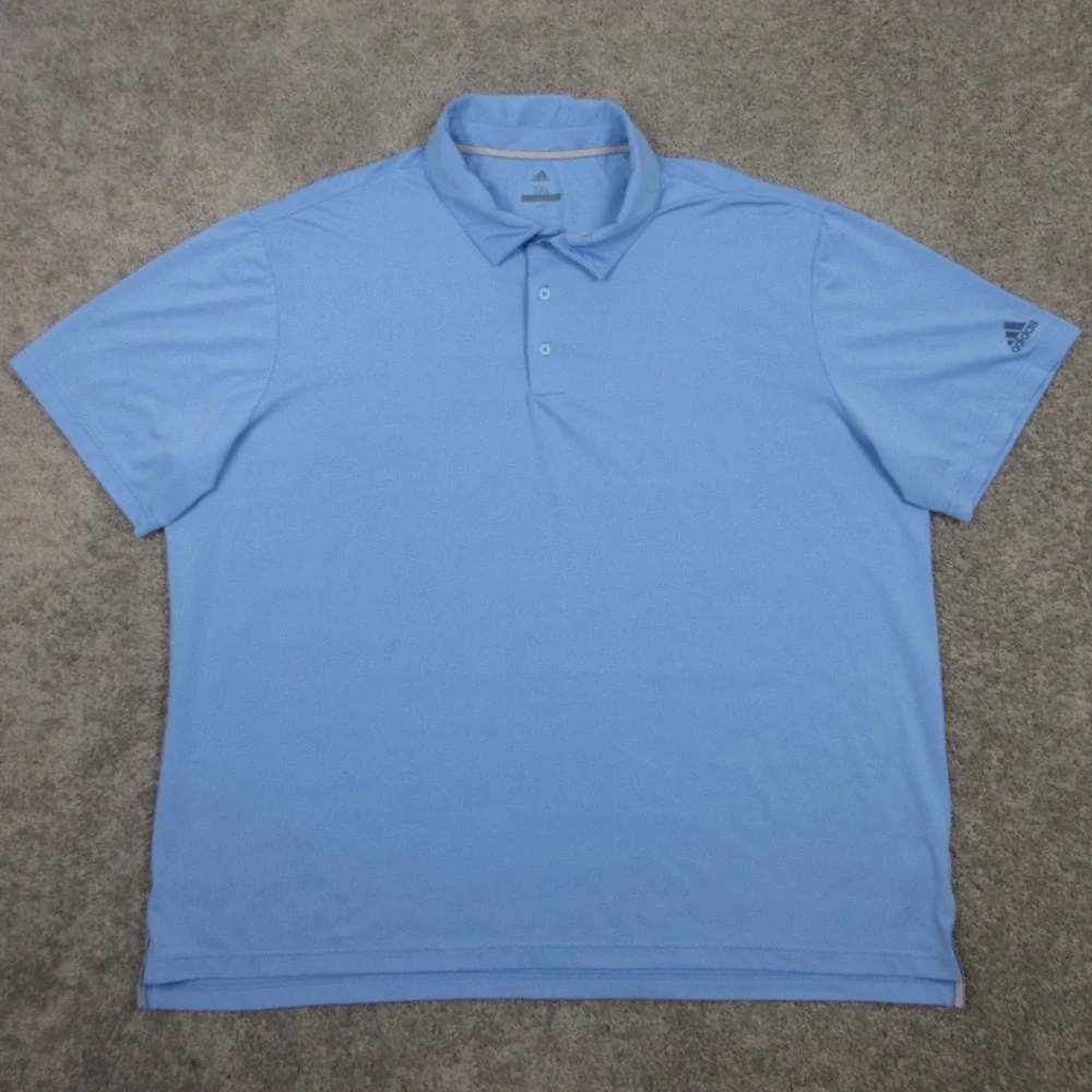 Adidas Polo Shirt Mens 3XL Blue Solid Performance Golf Tennis Wicking Stretch‎